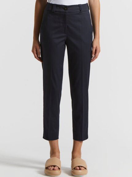 Peserico - Stretch cotton satin trousers - Space blue