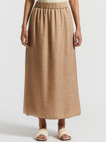 Peserico - Long skirt in fluid organza with wet effect - Desert