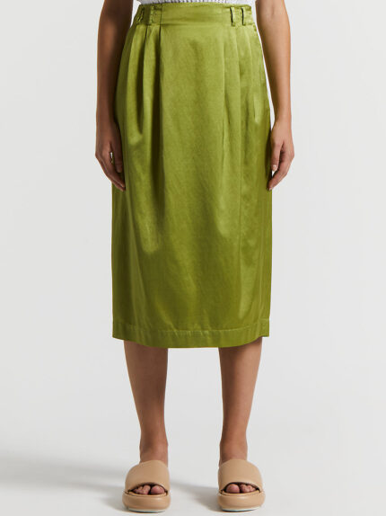 Peserico - Viscose-cotton blend satin pencil skirt - Cedar