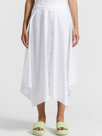 Peserico - Lightweight stretch cotton satin skirt - Pure White