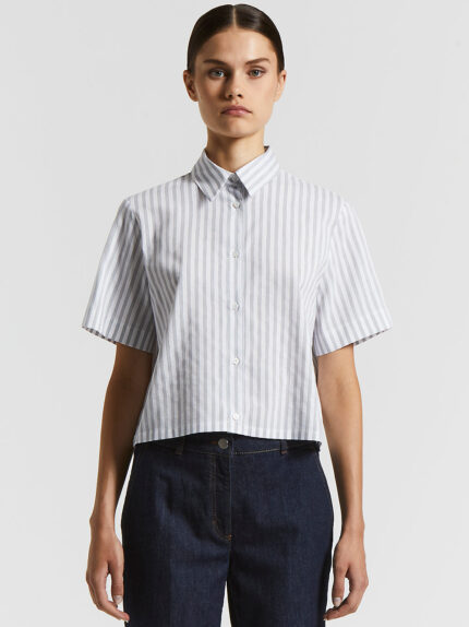 Peserico - Striped viscose and silk shirt - Space blue