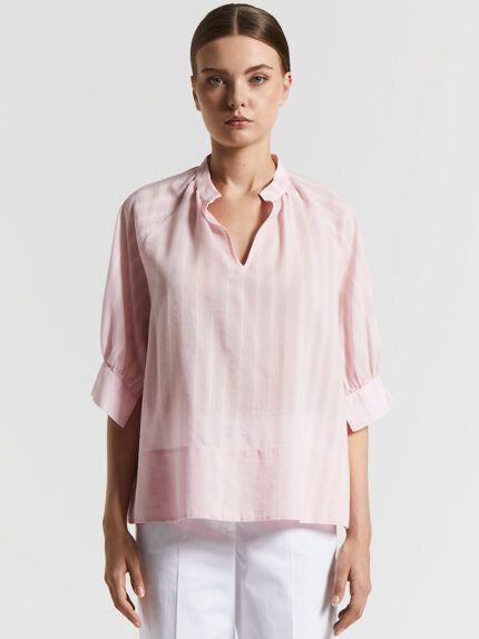 Peserico - Cotton and silk striped muslin shirt - Cherry blossom