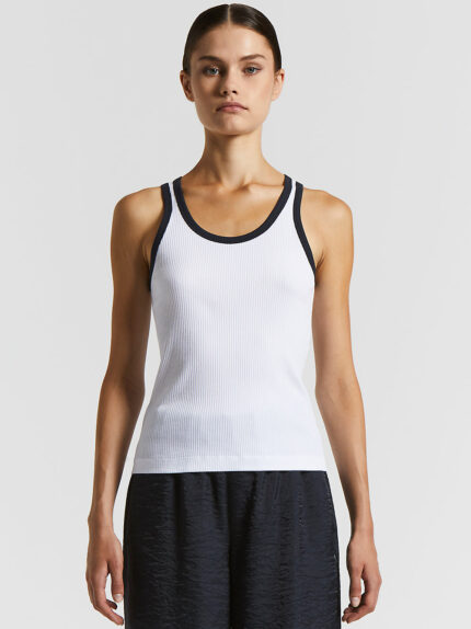 Peserico - Two-tone ribbed cotton jersey top - Space blue