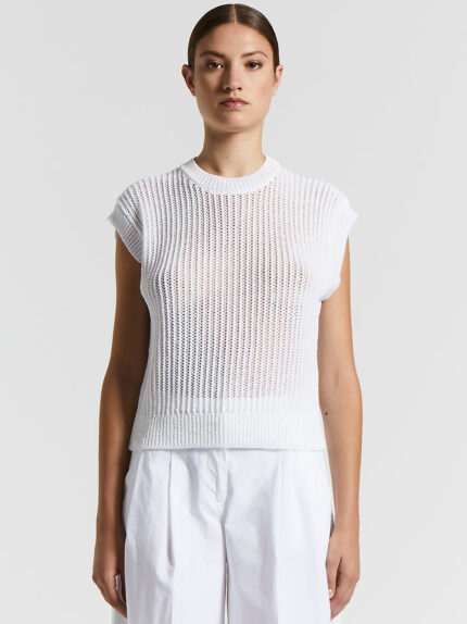 Peserico - Wet-effect viscose ribbon waistcoat - Pure White