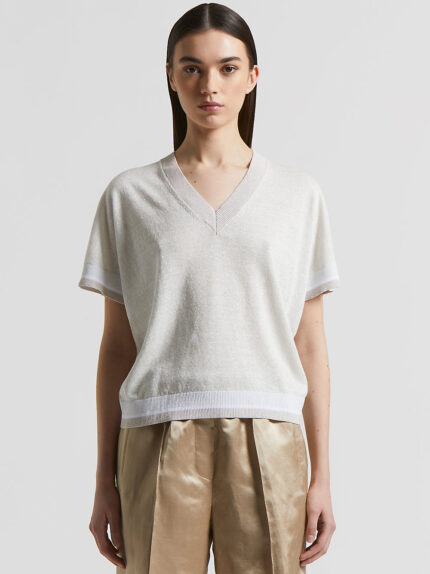 Peserico - Linen cotton Lurex jersey - Pure White