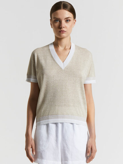 Peserico - Linen cotton Lurex jersey - Ivory