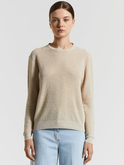 Peserico - Linen cotton crepe melange sweater - Ivory