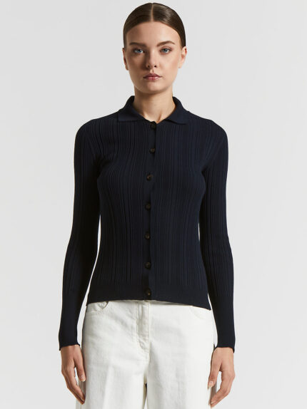 Peserico - Pure cotton crepe tricot shirt - Space blue