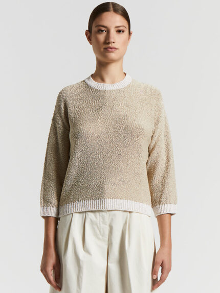 Peserico - Pure cotton ribbon tricot sweater - Desert