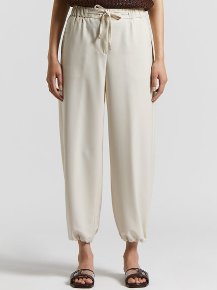 Peserico - Jogger trousers in Loro Piana technical gabardine - Quartz sand
