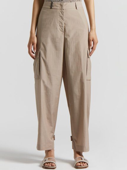 Peserico - Cotton poplin blend cargo trousers - Cappucino