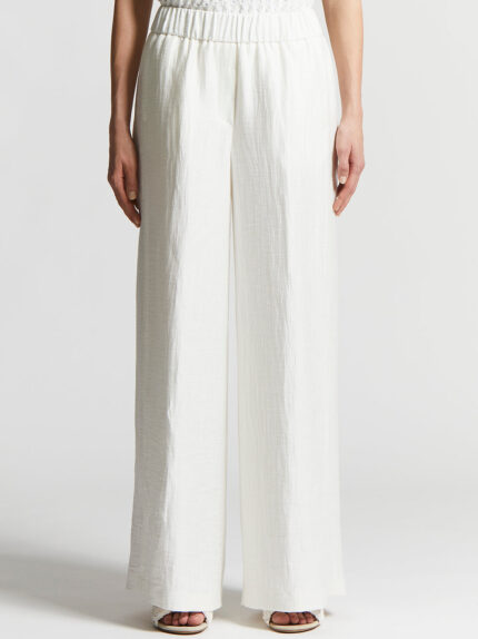 Peserico - Trousers in crushed technical linen gabardine - Cloud white