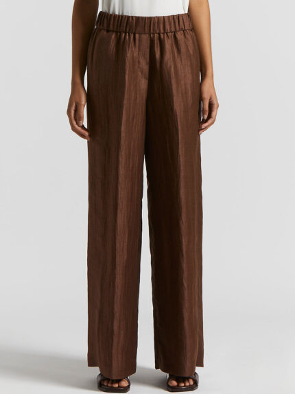 Peserico - Trousers in crushed technical linen gabardine - Tobacco