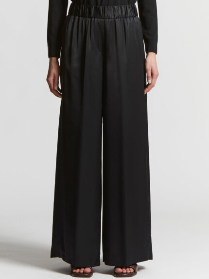 Peserico - Viscose satin trousers with elastic waist - Black