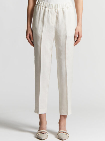 Peserico - Trousers in light and cool pure linen canvas - Quartz sand