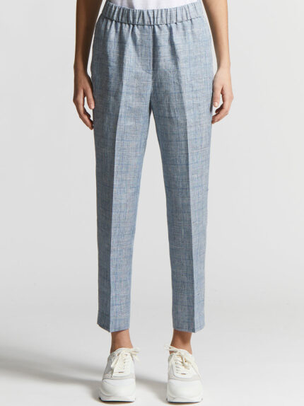 Peserico - Loro Piana pure linen Prince of Wales trousers - Sunrise blue