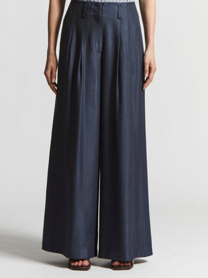 Peserico - Trousers in light and cool pure linen fabric - Space blue
