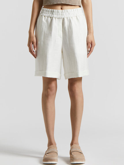 Peserico - Bermuda shorts in technical linen gabardine - Cloud white