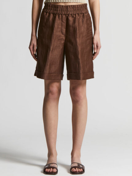 Peserico - Bermuda shorts in technical linen gabardine - Tobacco