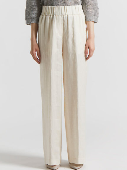 Peserico - Trousers in light and cool pure linen fabric - Quartz sand