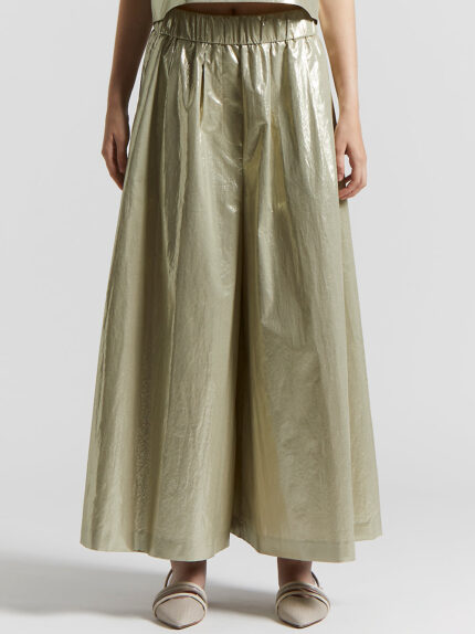 Peserico - Laminated cotton poplin trousers - Eucalyptus