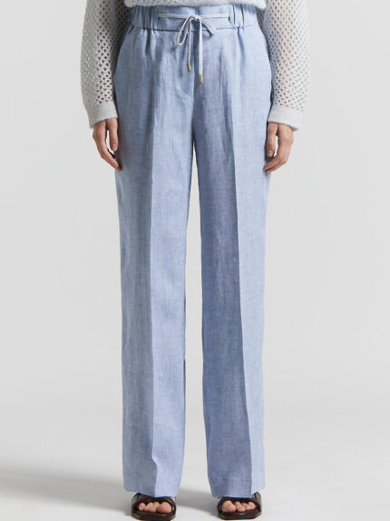 Peserico - Trousers in light and cool pure linen - Sunrise blue
