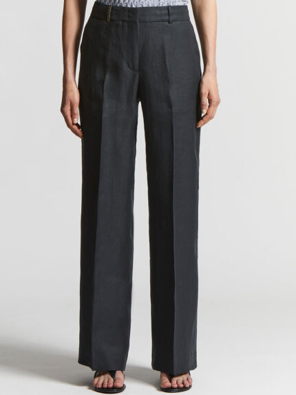 Peserico - Plain-coloured pure linen gabardine trousers - Space blue