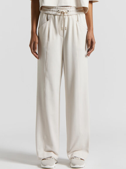 Peserico - Technical cotton double jersey trousers - Alabaster
