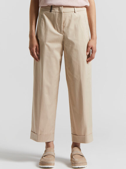Peserico - Lightweight stretch cotton gabardine trousers - Amber beige