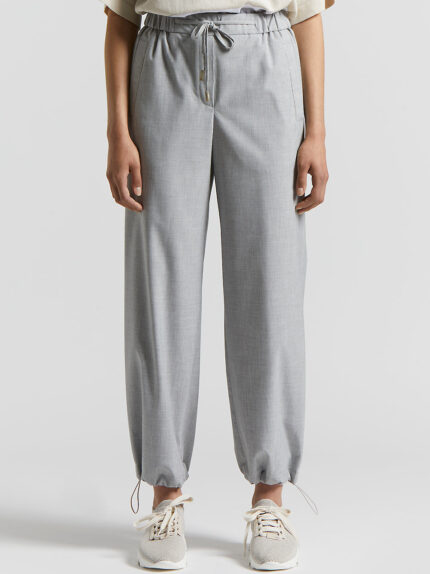 Peserico - Stretch viscose technical canvas jogger trousers - Lunar gray
