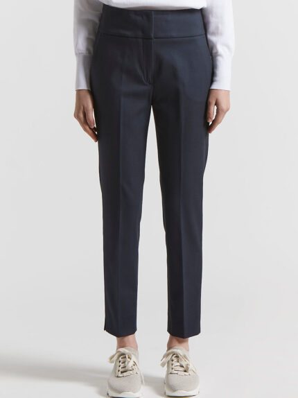 Peserico - Compact cotton viscose trousers - Space blue