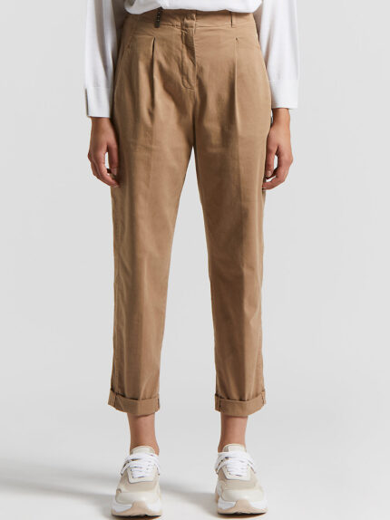 Peserico - Garment dyed stretch cotton gabardine trousers - Cappucino