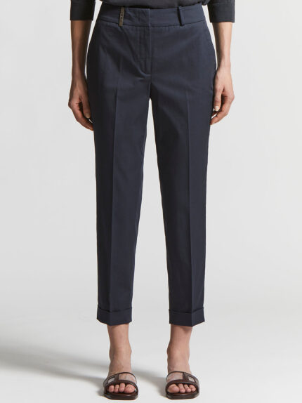 Peserico - Slim trousers in combed cotton gabardine - Space blue