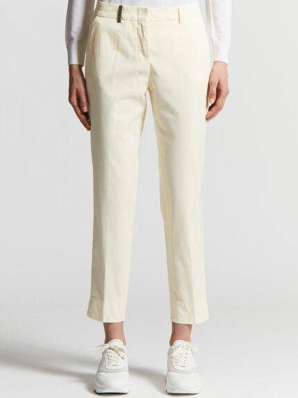 Peserico - Trousers in light stretch cotton gabardine - Sunshine yellow