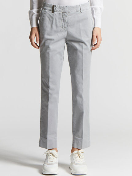 Peserico - Trousers in light stretch cotton gabardine - Lunar gray