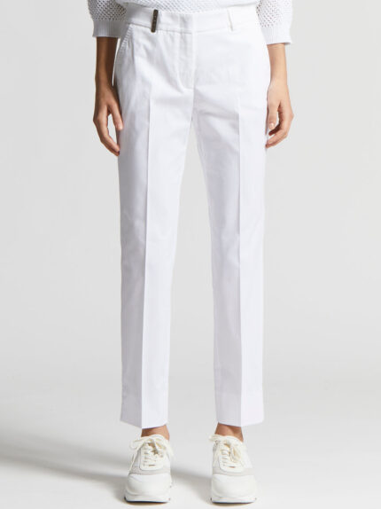 Peserico - Light cotton satin cigarette trousers - Pure White