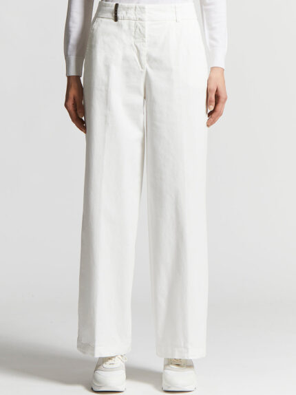 Peserico - Lightweight stretch cotton gabardine trousers - Cloud white