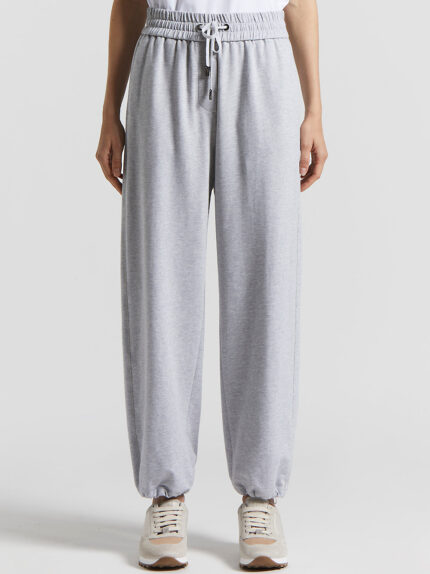 Peserico - Jogger trousers in soft, lightweight cotton fleece - Lunar gray