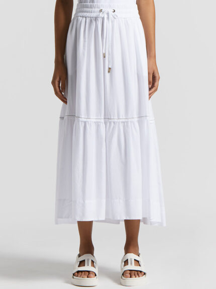 Peserico - Semi-transparent long skirt in pure cotton voile - Light white