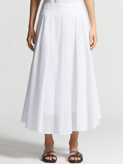 Peserico - Pure cotton voile semi-transparent midi skirt - Light white