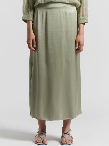 Peserico - Long skirt in viscose satin - Eucalyptus