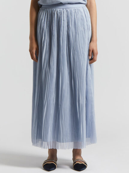 Peserico - Crushed pleated chiffon midi skirt - Sunrise blue