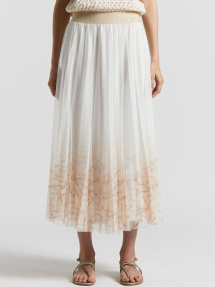Peserico - Pleated midi skirt in frosted-finish voile - Cloud white