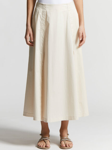 Peserico - Lightweight stretch cotton satin skirt - Quartz sand