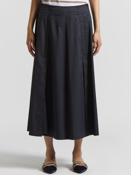 Peserico - Lightweight stretch cotton satin skirt - Space blue