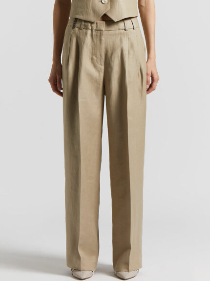 Peserico - Plain linen gabardine trousers - Cappucino
