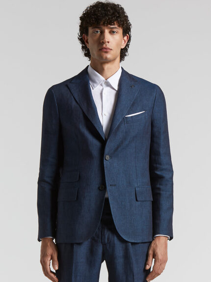 Peserico - Single-breasted blazer in pure linen - Abyss