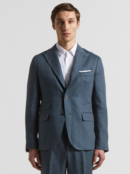 Peserico - Ermenegildo Zegna linen single-breasted blazer - Aviator Blue