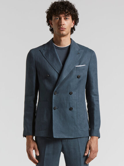 Peserico - Ermenegildo Zegna double-breasted linen blazer - Aviator Blue