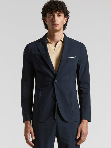 Peserico - Single-breasted blazer in stretch cotton - Abyss